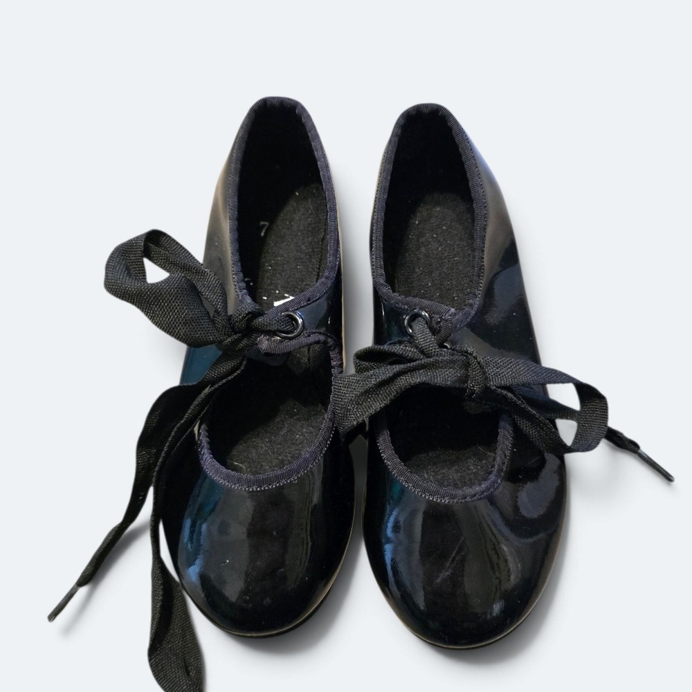 ABT American Ballet Theatre Spotlights Black Patent Tap Shoes Kids Size 7